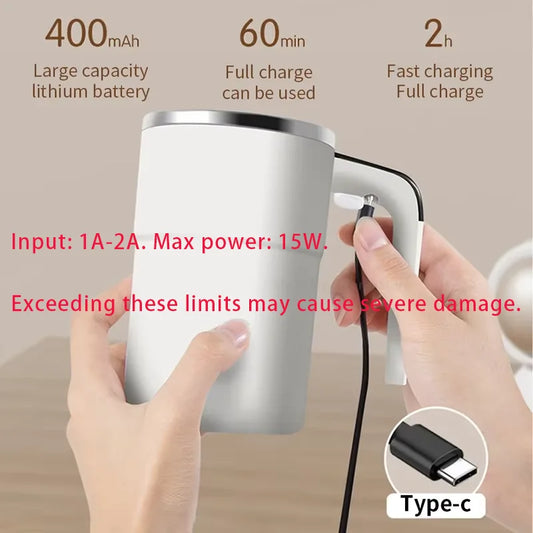 Rechargeable magnetic coffee cup with lid, 12oz