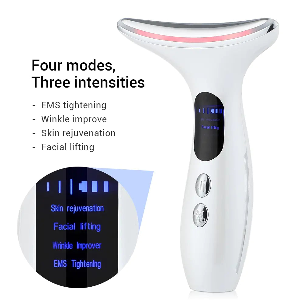 MicrocurrentPro massager applied to neck and jawline area
