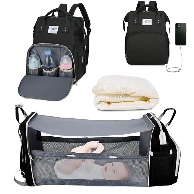 Toteletto baby backpack worn on parent's back outdoors