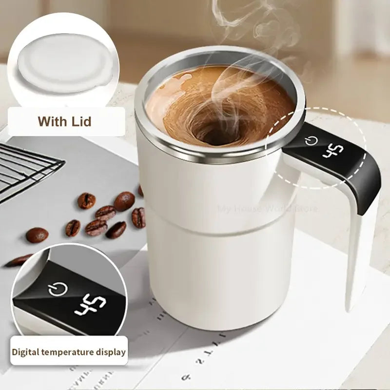 Self-stirring mug lid and interior view

