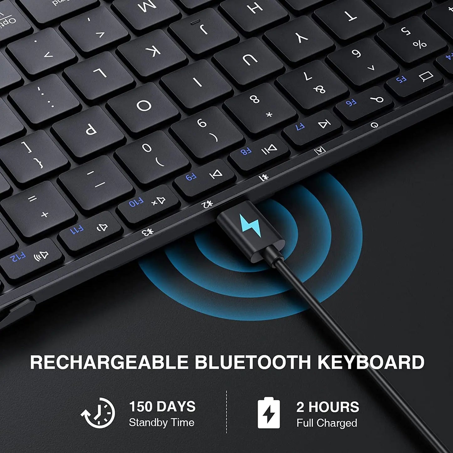 Bluetooth keyboard connected to iPad on desk