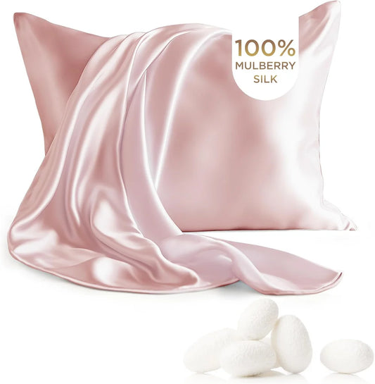 Silvella silk pillowcase on pillow showing smooth lustrous texture