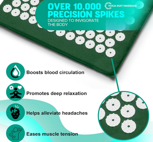 Acuvera acupuncture mat laid flat showing spike points close up
