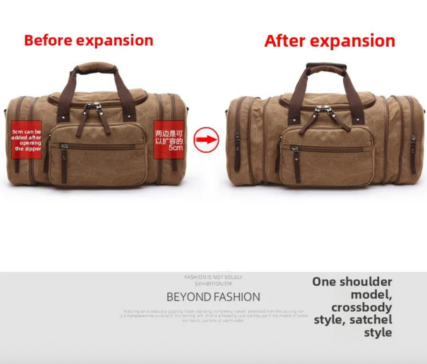 Travana canvas shoulder bag interior compartments and organization