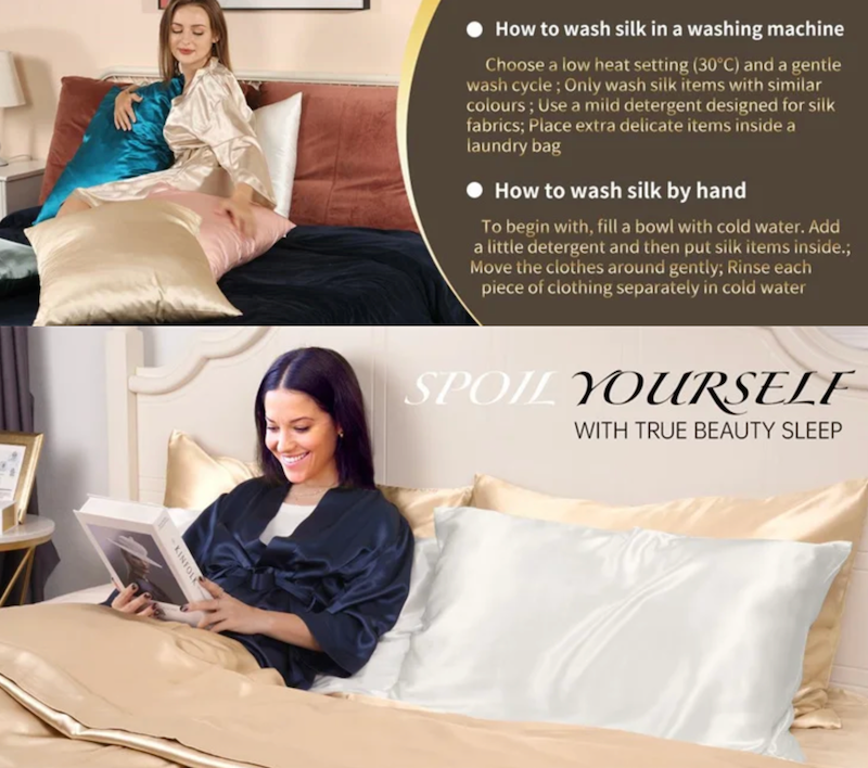 Silvella silk pillowcase envelope closure detail