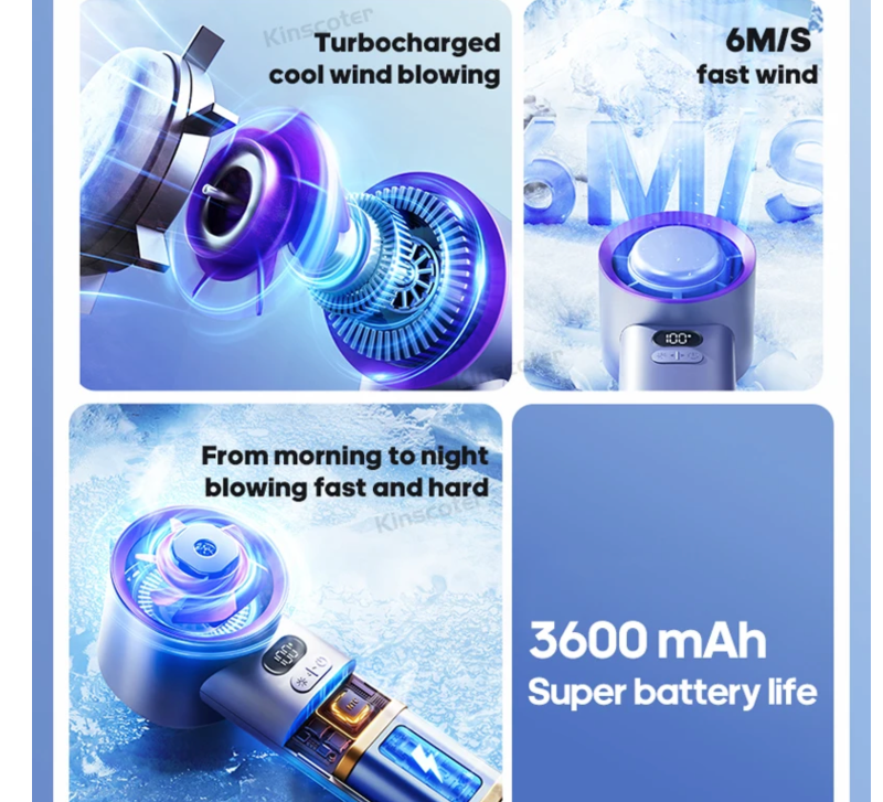 High-speed turbine fan cooling mist feature close up