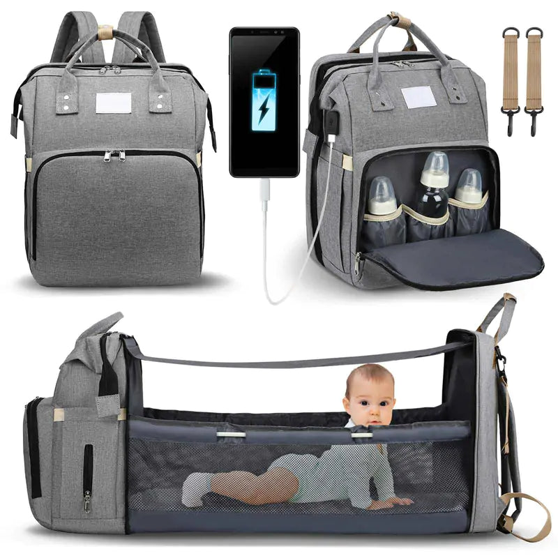Toteletto backpack converted into portable baby travel bed
