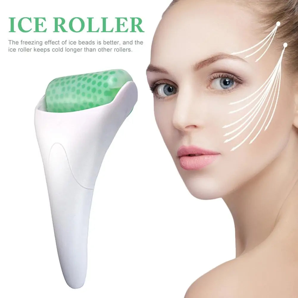 Chillura face roller being used under eyes to reduce puffiness
